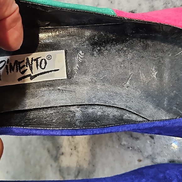 Vintage 80s multi color Retro Multicolor Heels Size 7.5 - Picture 16 of 16